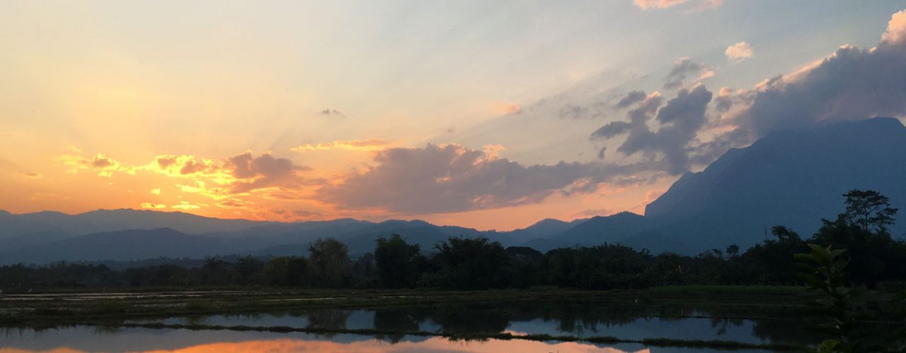 Sundown in Chiang Dao with Rice Fields and Doi Chiang Dao